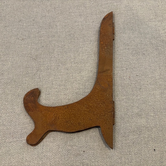 9 1/2" Vintage Rusty Metal Southwest Western Style Plate Picture Stand Easel - Picture 5 of 6